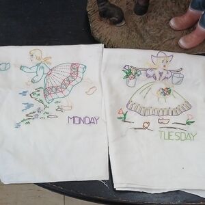 Embroidered Day of the Week Tea Towels
